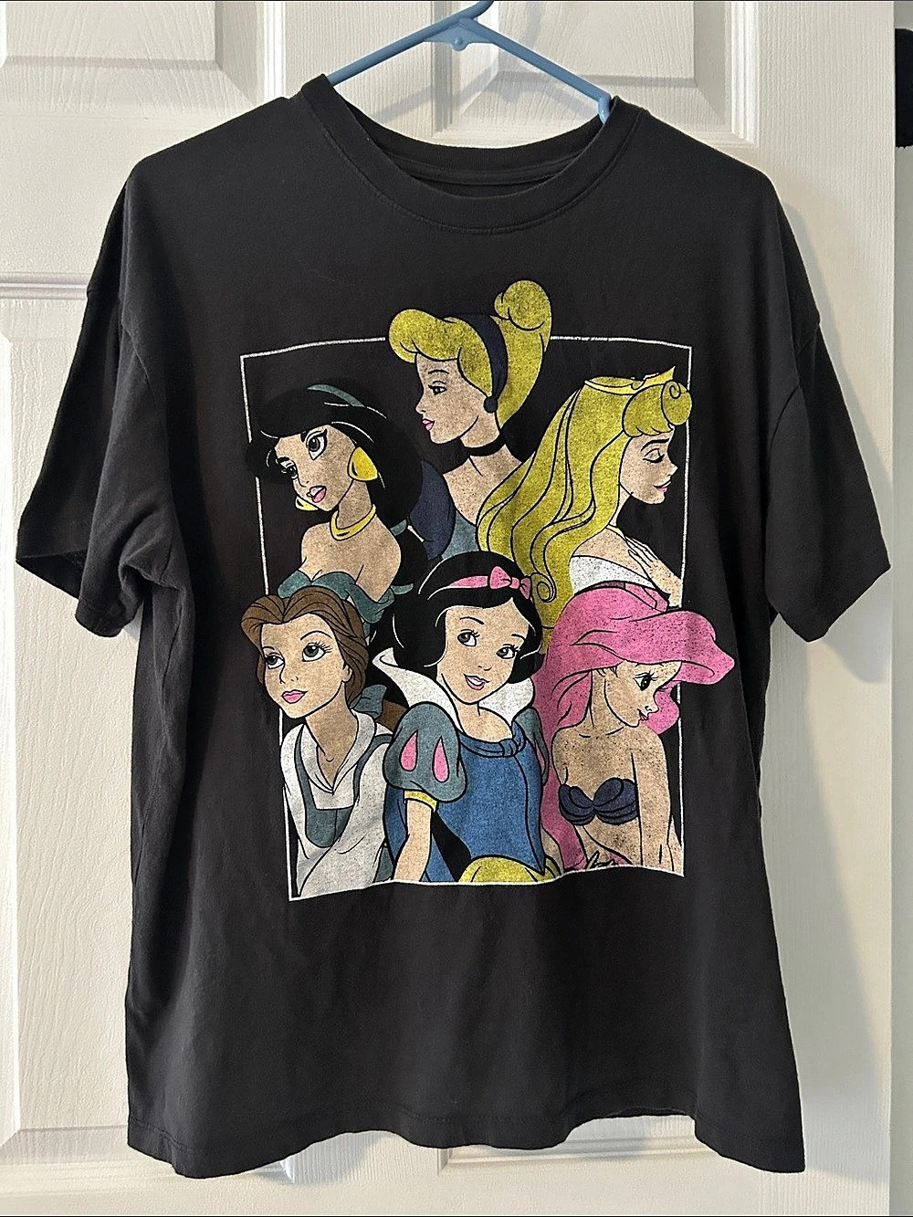 Disney Princess Distressed Graphic T-Shirt Black XL